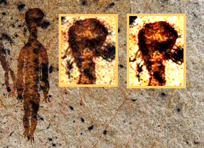 10.000 Año pinturas antiguas rupestre que representa los extranjeros y los ovnis han encontrado en Chhattisgarh